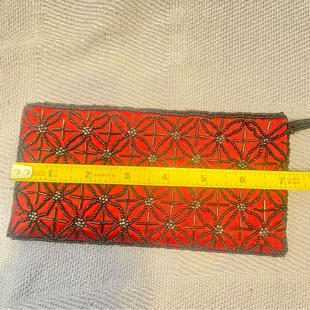 Hand Made Thailand Red Beaded Clutch